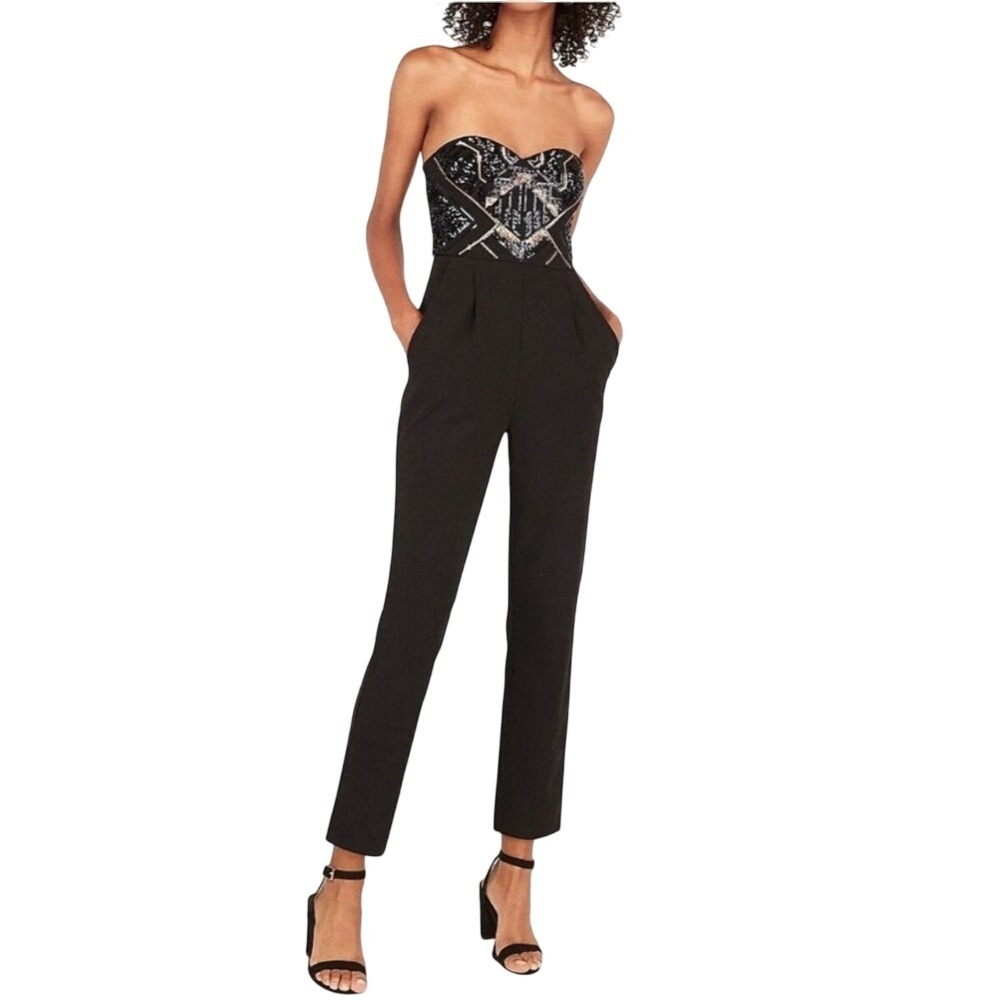 Express Festive Black‎ Sequin Jumpsuit
